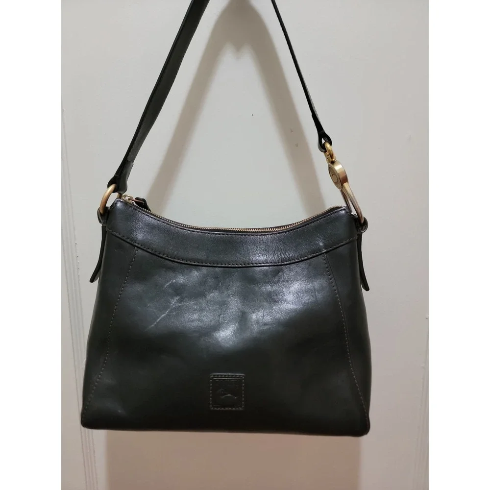 Dooney & Bourke Genuine Florentine Cassidy Hobo Shoulder Bag. Black Leather